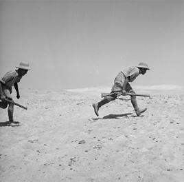 Māori Battalion training in tank hunting, Egypt.