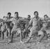 Māori Battalion performing a haka, probably in Egypt.